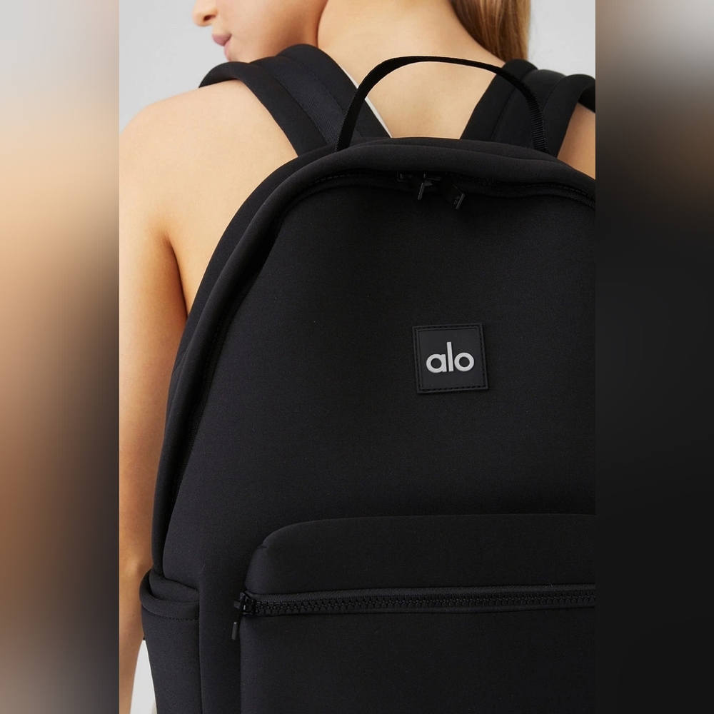 ALO Yoga Stow Backpack in Black Neoprene with Detachable Pouch New - Picture 4 of 12